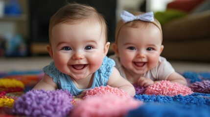 Obraz premium Cute Baby Friends Smiling at the Camera