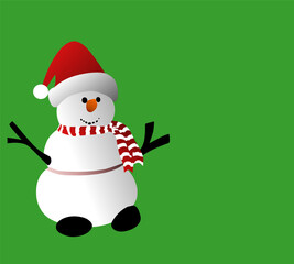 Snowman doll illustration isolated on green background