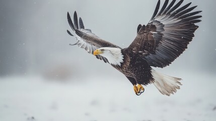 Majestic Bald Eagle Soaring in Hyperealistic Quality on White Background - High Contrast Studio Photography