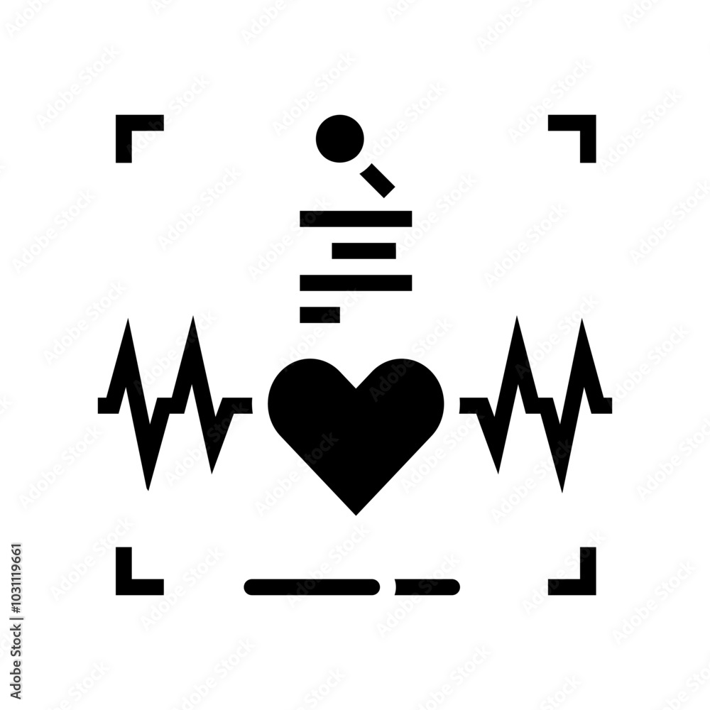 Poster heartbeat authentication glyph icon vector. heartbeat authentication sign. isolated symbol illustrat