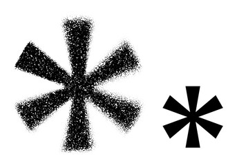 Vector illustration of an asterisk symbol with a stippling texture in black. Great for typography, design elements, or modern digital artwork.