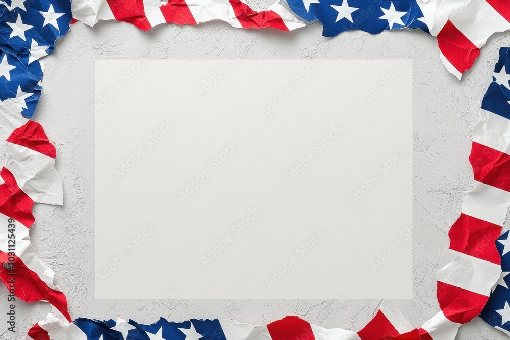 Poster a blank page with an empty red, white, and blue border for taking notes or writing letters to the am