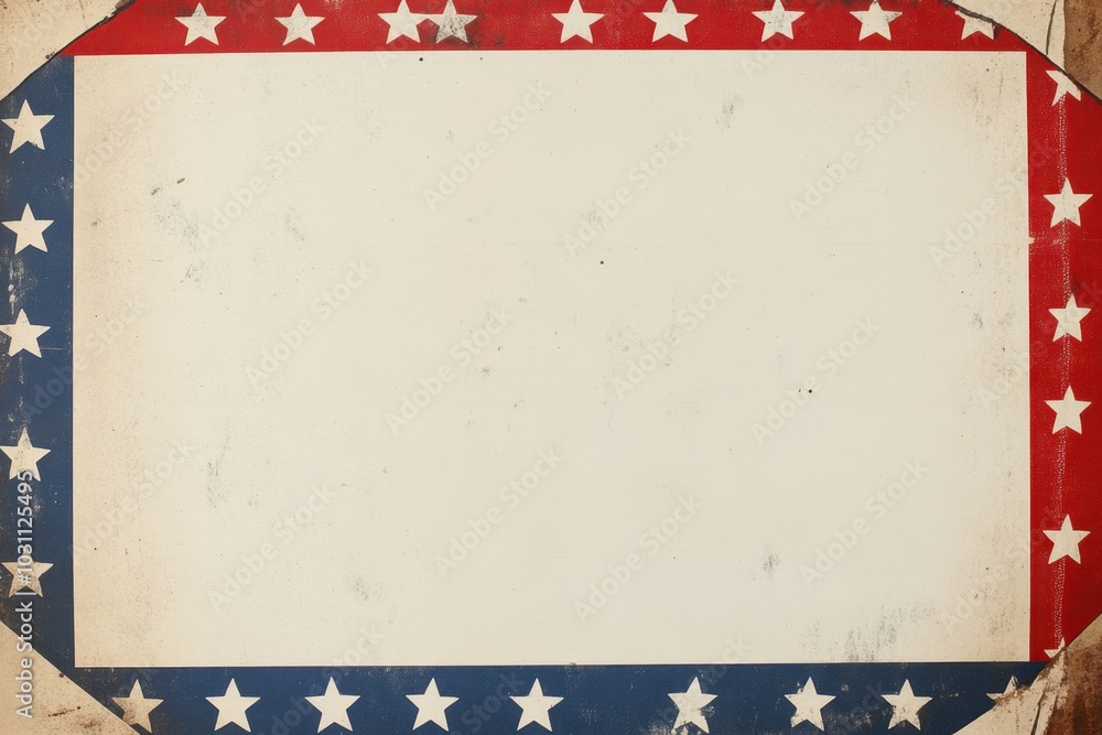 Poster a blank page with an empty red, white, and blue border for taking notes or writing letters to the am