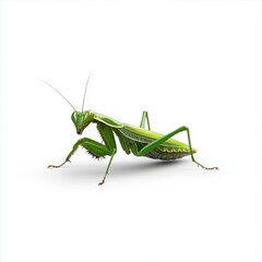 Green Mantis on White Background in AR Style