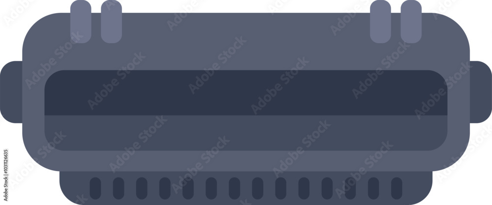 Poster computer motherboard chipset icon in flat style illustrating a cpu socket with pins for connecting a