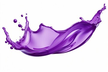 Fototapeta premium Purple paint splashing in a fluid motion, perfect for unique creative visuals. Violet Liquid isolated on white background