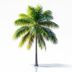 Lush Palm Tree on White Background