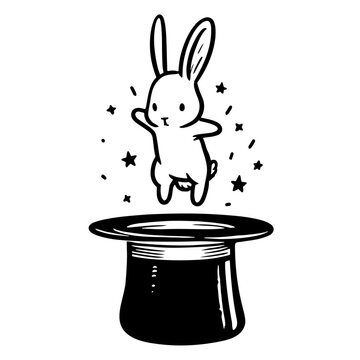 rabbit jumping into a magician top hat sketch