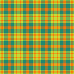 Traditional plaid tartan fabric, india texture check vector. Kitchen seamless background textile pattern in goldenrod and green colors.