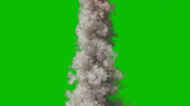 Rocket or missile launch thruster, two speeds, 24p, with green screen for transparent background aka no background