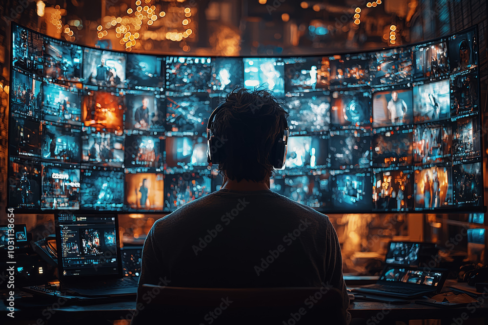Aufkleber an ai-driven recommendation engine on a streaming service, suggesting movies and shows based on view