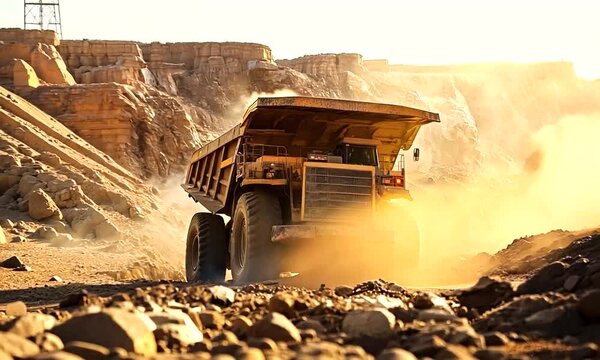 Massive Mining Dump Truck in Quarry