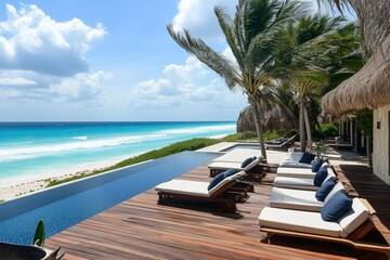 Obraz premium Tropical Beach Resort with Infinity Pool and Ocean View 