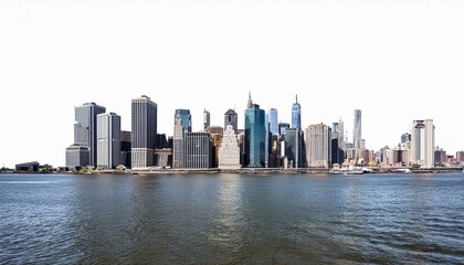 Obraz premium New York City skyline isolated on a white background, showcasing Manhattan skyscrapers