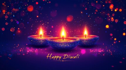 Happy diwali on purple background