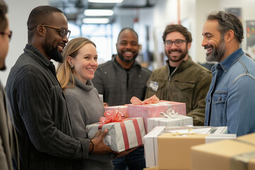 Employees surprise their managers with heartfelt gifts during office celebration