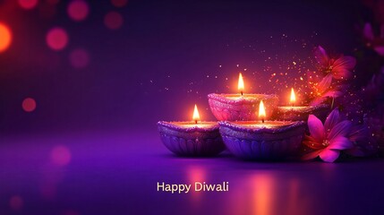 Happy diwali on purple background