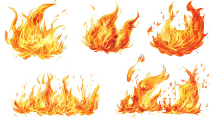 Set of Decorative Flame Design Elements Isolated on a White Background Generative AI