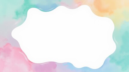 Obraz premium A freeform frame created from soft, flowing watercolor brush strokes, with uneven and organic edges.