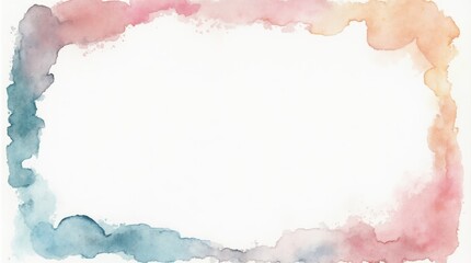A freeform frame created from soft, flowing watercolor brush strokes, with uneven and organic edges.