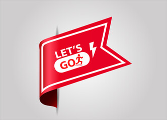  red flat sale banner for lets go banner and poster