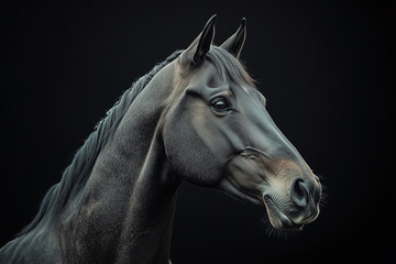 Majestic Stallion: Dark Horse Portrait in Chiaroscuro