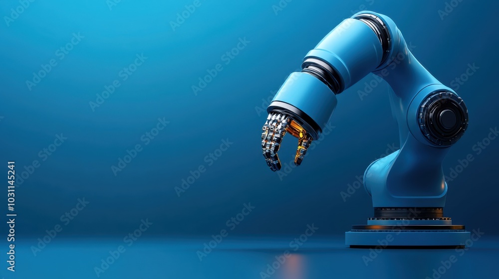 Poster advanced automation technology concept with robotic arm