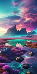 A breathtakingly surreal alien world landscape