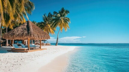 Serene Beachfront Paradise with Palm Trees