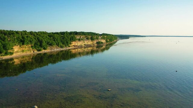 Aerial 4K video from drone to Pakri Cliff in Paldiski. Estonia, Paldiski