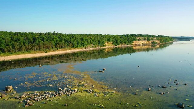 Aerial 4K video from drone to Pakri Cliff in Paldiski. Estonia, Paldiski