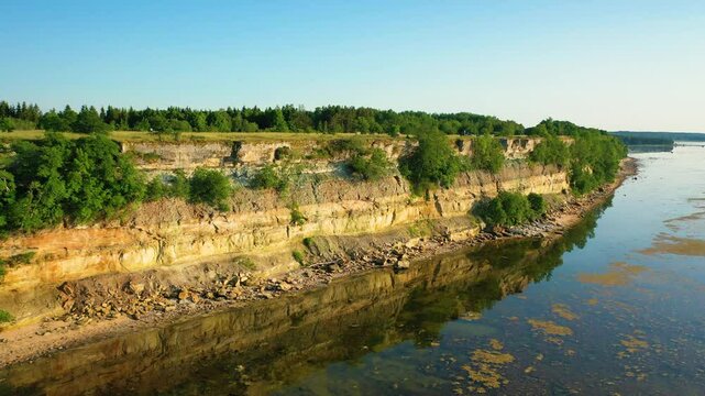 Aerial 4K video from drone to Pakri Cliff in Paldiski. Estonia, Paldiski