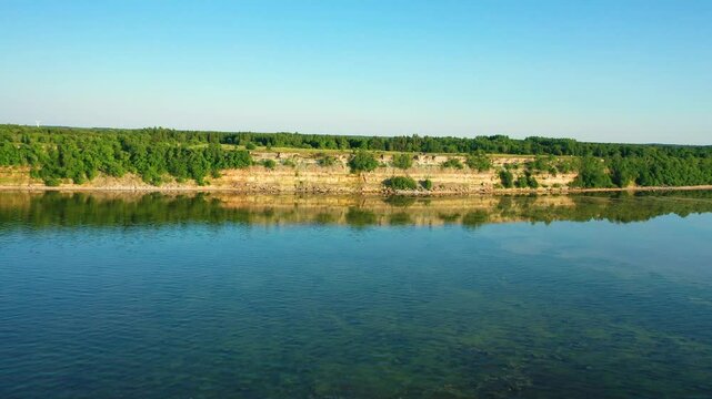 Aerial 4K video from drone to Pakri Cliff in Paldiski. Estonia, Paldiski