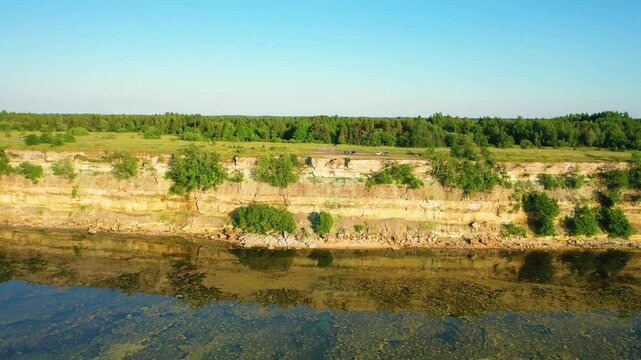 Aerial 4K video from drone to Pakri Cliff in Paldiski. Estonia, Paldiski