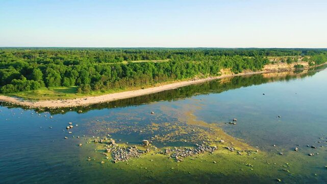 Aerial 4K video from drone to Pakri Cliff in Paldiski. Estonia, Paldiski