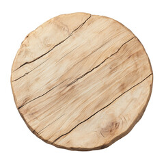 Natural wooden round cutting board with rustic finish, showcasing unique grain patterns and textures, perfect for kitchen use or serving.  isolated white background