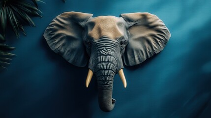 Realistic African Elephant Print Crew Neck T-Shirt on Light Table Flatlay | Stock Photo Quality Detail