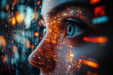 An AI system monitoring social media for harmful content, sparking discussions about censorship and free speech. Concept of ethics.
