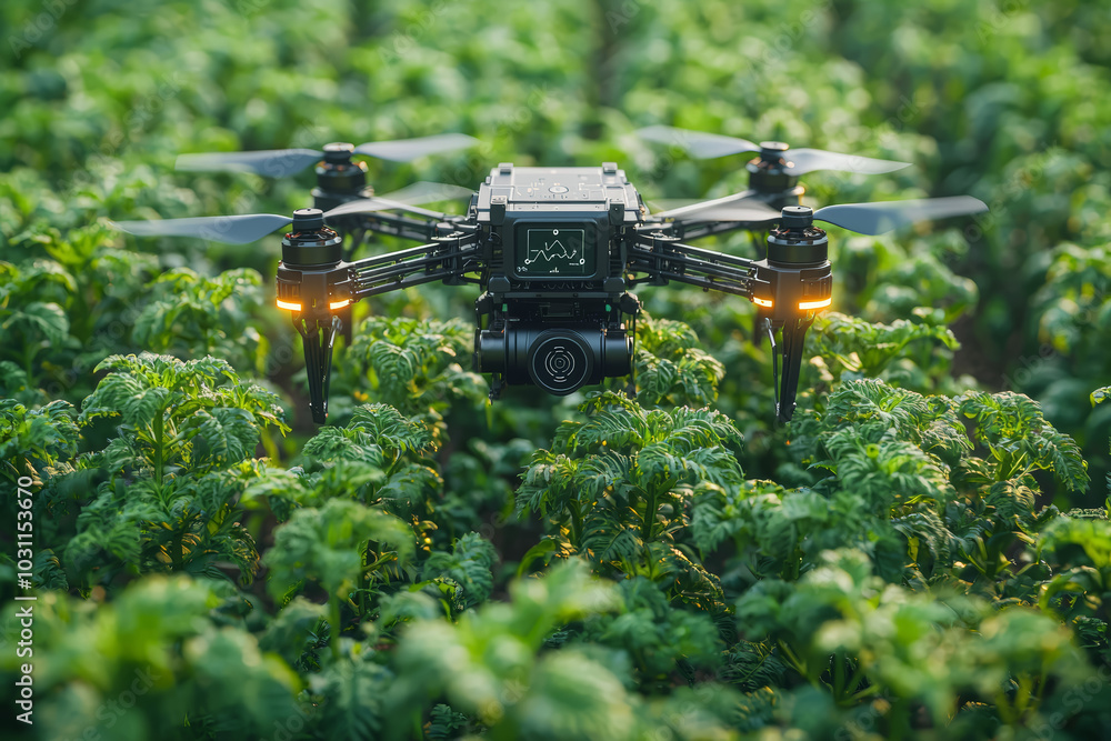 Poster an ai algorithm monitoring crop health from satellite images, showcasing ai's role in agriculture. c