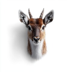 Fototapeta premium Waterbuck Portrait on White Background