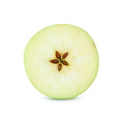 Half of fresh green apple isolated on white