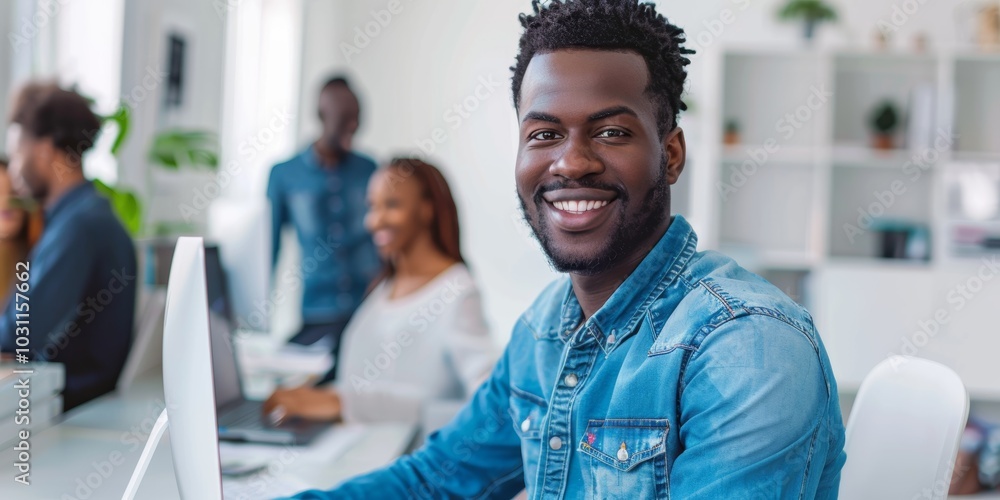 Poster professional reviewing social media feedback and customer experience reports on a computer while con