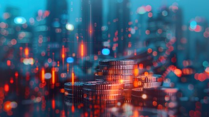 Fototapeta premium Financial concepts involving currency and charts, focused on budgeting and investments in the digital economy and inflation trends