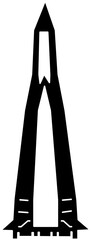 Rockets and satellites in a spaceship silhouette vector 