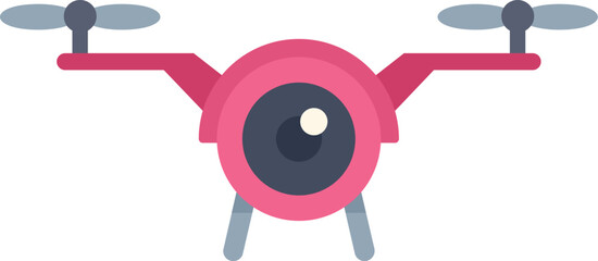 Pink camera drone flying, capturing aerial footage with its high quality camera