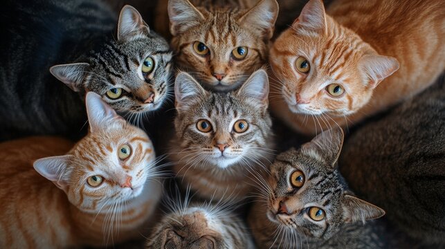 Curves of Grace: Polydactyl Cat in Circular Formation from Top-Down Perspective
