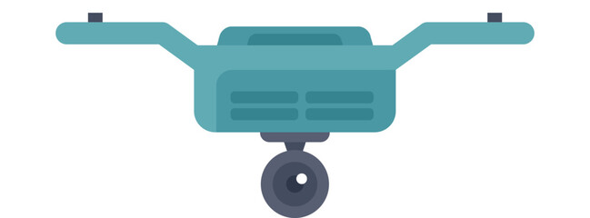 Modern blue drone flying, device with camera for aerial video recording and photography