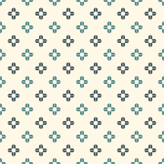 Outline minimalist seamless pattern with stylized repeating flowers. Simple geometric ornament. Modern stylish floral texture. Scrapbook digital paper, textile print, page fill. Vector illustration