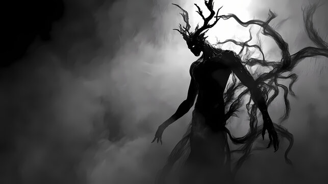 Gothic demon, shadowy figure, 3d illustration. Shadowy Specter. Illustration