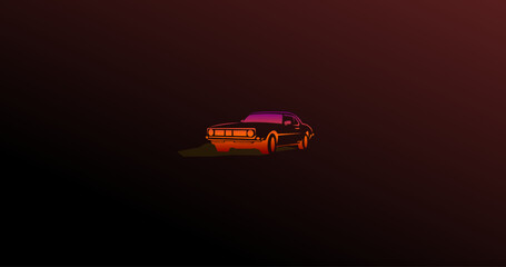 dark background with color car silhouette 